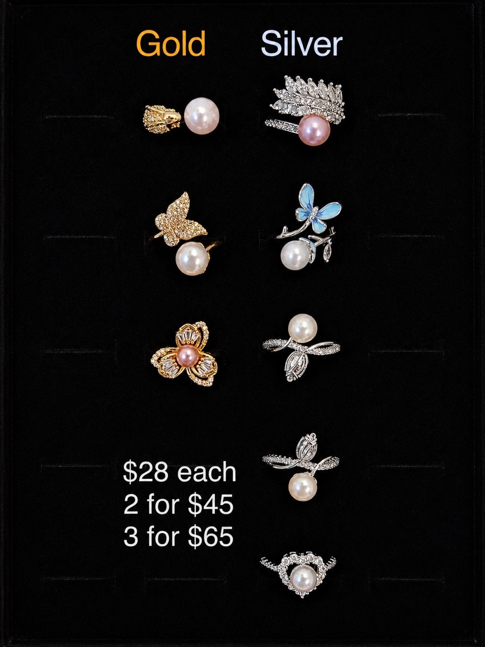 Genuine Pearl Ring with Fancy Accents|925 sterling silver